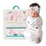 Posh Peanut Baby Swaddle Blanket, Soft Päpook Viscose from Bamboo Swaddles Wrap & Headband Set, Anti Stink Lightweight Breathable Infant Receiving Swaddling Blankets, Large unisex Newborn Shower Gift