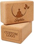 Personalized Cork Yoga Blocks 2 Pack with Custom Design – Non-Slip Exercise Blocks for Women – Soft Support for Yoga, Pilates, and Meditation – Customized Yoga Accessories for Balance and Stability