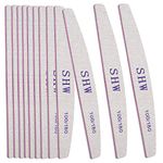 12 Pack Professional Nail File Set Double-Sided 100/180 Grit Emery Board Manicure Tools for Nail Grooming and Styling (White)