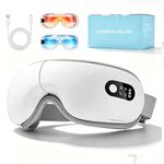 4 in 1 Eye Massager with 38-45℃Heat/Massage/Vibrating&/Bluetooth Music - 1200 mah 9 Mode Rechargeable Eye Mask for Migraine Relief & Sleep Improvement, Relief Relaxing Gift for Mom/Dad Birthday