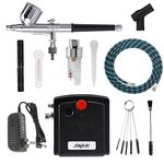 SAGUD Mini Airbrush Kit with Portable Air Compressor, Dual Action Air Brushes, Gravity Feed, Painting, Cake Decoration, Hobby, Crafts, Tattoo, Cleaning Kit