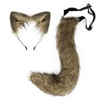 UPWalker Faux Fur Fox Ears Headband Furry Wolf Halloween Party Costume Brown