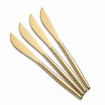 KitchAntique 8.7" French Style Aurum Gold Dinner Knife | 4-Piece Stainless Steel Flatware Steak Knives Set | Elegant Dishwasher-Safe Silverware Cutlery Set for Home, Restaurants & Gifting
