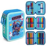 Disney Stitch 3 Tier Large Pencil Case Multi Compartment School Supplies Stationery Colouring Pens Pencils Sets