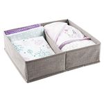 mDesign Baby Organiser With 2 Compartments - Large Storage Box for Diapers, Wet Tissues Etc. - Ideal as Toy Storage - Beige