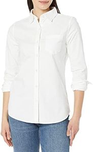 Amazon Essentials Women's Long Sleeve Button Down Stretch Oxford Shirt (Available in Plus Size), White, X-Large