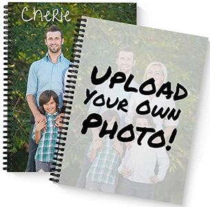 Create Your Own Photo Upload Personalized Notebook/Journal, Laminated Soft Cover, 120 pages of your selected paper, lay flat wire-o spiral. Size: 8.5” x 11”. Made in the USA