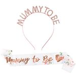 BETESSIN Mummy to Be Sash with Rhinestone Tiara Crown Headband Mum to Be for Baby Shower Party Gifts Accessories Baby Shower Favour Party Supplies