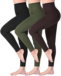 SINOPHANT High Waisted Leggings for Women, Buttery Soft Elastic Opaque Tummy Control Leggings, Plus Size Workout Gym Yoga, #3 Packs, Black/Armygreen/Brown, XXL