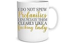 Funnwear I Do Not Spew Profanities I Enunciate Them Clearly Like a Lady 11oz Funny Coffee Mug Funny Mug Novelty Item For Friends Boss Lady Woman Office Mug Amazing Woman Mug