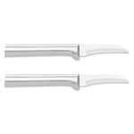 RADA Cutlery Curved Paring Knife Stainless Steel Blade With Aluminum Made in USA, 6-1/8 Inch, Silver handle, 2 Pack