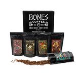 Bones Coffee Company NEW World Tour Sample Pack | Ground Coffee Beans Sampler Gift Box Set | 4 oz Pack of 5 Assorted Single-Origin Gourmet Coffee Gifts | Medium Roast Coffee Beverages (Ground)