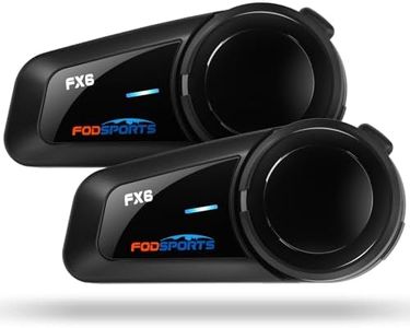 Fodsports FX6 Bluetooth Intercom System for 6 Riders - Motorcycle Helmet Headset with FM Radio, Stereo Music, Waterproof, Handsfree, GPS - 2 Pack