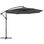 SONGMICS Cantilever Garden Parasol, 3 m Banana Patio Umbrella with Base, Hanging Umbrella with Crank for Opening Closing, Sunshade with Protection UPF 50+, Grey GPU116G01