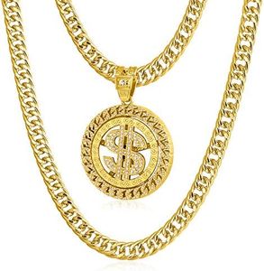 NYUK Gold Chain for Men with Dollar Sign Pendant Necklace (Style D 36'' length)