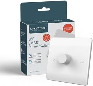 Samotech UK WIFI Smart DIMMER No Neutral compatible with Alexa, Google, Tuya, Smart Life - Standard faceplate White/White 1-Gang