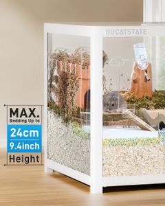 BUCATSTATE Large Hamster Cage – White, Spacious Small Pet Habitat