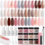 AZUREBEAUTY 31 Pcs Dip Powder Nail Kit, 20 Colors Glitter Nude Pink White Gray Dip Powder Liquid Set with Top/Base Coat Activator for French Nails Art Manicure DIY Salon Women Christmas Gift