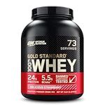 Optimum Nutrition Gold Standard 100% Whey Muscle Building and Recovery Protein Powder With Naturally Occurring Glutamine and BCAA Amino Acids, Delicious Strawberry Flavour, 76 Servings, 2.28 kg