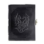 Handmade Leather Double Dragon Journal/Writing Notebook Diary/Bound Daily Notepad for Men & Women Unlined Paper Medium, Writing pad Gift for Artist, Sketch (8 x 6, Black)