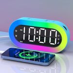 Alarm Clock for Kids, Small Bedside Digital Clock with Colour Changing Night Light, Sound Machine, USB Charging Port, Dual Alarm, Loud LED Clock for Boys Girls Teens Seniors Heavy Sleepers