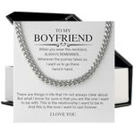 VIRAGIL To My Boyfriend Cuban Chain Necklace, Promise Necklace For Boyfriend, Boyfriend Necklace, 1 Year Anniversary Necklace Gift For Boyfriend, Valentines Day, Christmas, Stainless Steel, No