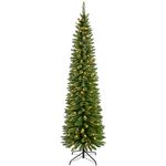 WeRChristmas Pre-Lit Pencil Christmas Tree with 180 LED Lights, 6.5 feet/1.95 m - 25 x 25 x 213 cm, Green