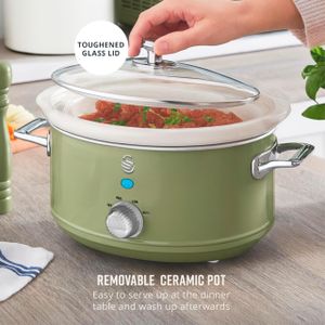 Swan Retro 3.5L Slow Cooker – Green
