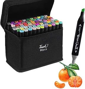 80 Colors Alcohol-Based Brush Drawing Markers, PIOGHAX Double Tipped Coloring Permanent Alcohol Art Markers with Case for Drawing, Sketching, Manga Comic Illustrations Cartoons