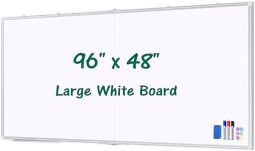 White Board 96 x 48, Large Magnetic Dry Erase Board for Wall, Foldable Giant Whiteboard Aluminum Frame, 8' X 4' Wall-Mounted Pen Board with Long Marker Tray for School, Classroom, Office