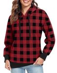 TAOHUADAO Womens Y2k style Oversized Hoodies Sweatshirts Long Sleeve Sweaters Pullover Fall Clothes with Pocket M, Red-black square plaid