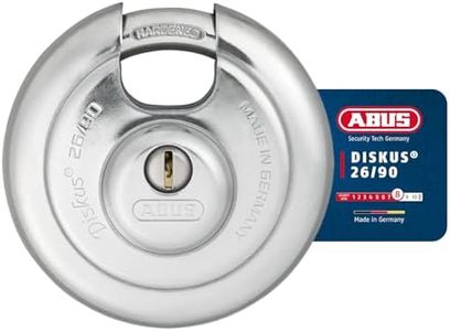 ABUS Diskus 26/90 Padlock - Weatherproof - with Drill and Pull Proof Cylinder - ABUS Security Level 8 - Silver
