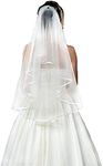 CICILIAYA Bridal Veil Wedding Vails Women's Simple White Ivory Tulle Short Veils Ribbon Edge for Brides Shower Bachelorette Hen Party Costume Dress Up Gift Prom Girls First Communion (Light Ivory)