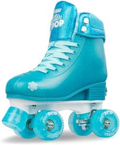 Crazy Skates Adjustable Roller Skates for Girls and Boys - Glitter Pop Collection - Size Adjustable to fit Four Sizes - Teal (Size: Medium | 3-6)