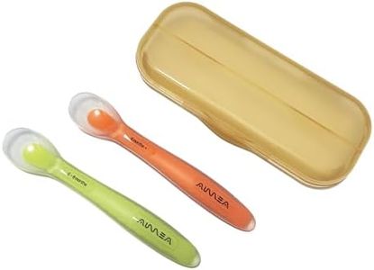 Aurrea Baby Spoons 2-Pack | Soft Silicone First Stage Feeding Spoon Set with Travel Case | Stage-Based Design for 0-6m & 6m+ | BPA-Free, Gum-Friendly for Infant & Toddler | Lime + Peach