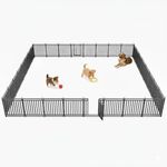 Petorldog Dog Fence Outdoor Indoor, 47 Inches Height 32 Panels(4gates & 28panels) Dog Playpen for Large/Medium/Small Dogs Metal Dog Pen for Yard Camping and RV [Black-Silver]