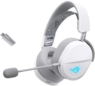 ASUS ROG Pelta Wireless Gaming Headset with Detachable Mic – Tri-Mode (BT, 2.4GHz, USB-C) 50mm Titanium-Plated Drivers, 70Hr Battery, Ergonomic, Lightweight, for PC, PS5, PS4, Switch, Mobile - White