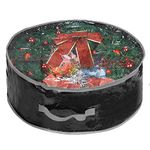 ProPik Wreath Storage Bag 24", Garland Holiday Container with Clear Window Polyester Tear Resistant for Holiday Easy Storage with Clear Window Featuring Heavy Duty Handles 24" X 24" X 8" (Black)