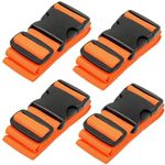 Luggage Straps for Suitcases TSA Approved - Orange, 4 PK - Premium Nylon Belts for Suitcase, Briefcase & Travel Bag - Adjustable Strap Length 1-2 Meter