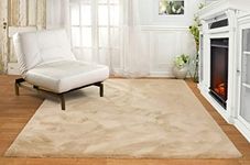 Hometail Fluffy Soft Anti-Slip Golden Carpet Area Rug Runner (48”X72” Inches) Washable Thick Microfiber High Density Fur Living Room Rug Carpet Floor Mat (Golden, 4x6 Feet)