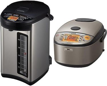 Zojirushi CV-JAC50XB, VE Hybrid Water Boiler & Warmer, 5.0 Liter, Stainless Black, Made in Japan & NP-HCC10XH Induction Heating System Rice Cooker and Warmer, 1 L, Stainless Dark Gray