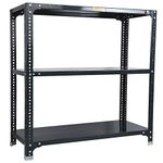 Mil-Nil Prime CRC Sheet 3 Shelf Multipurpose Slotted Angle Rack, 36 x 36 x 15 Inch, 18 Gauge (Grey) 14 Gauge Angles