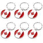 SevenFish 6pcs Canada Flag Keychains, Canadian Crystal National Flag Keyring Maple Leaf Key Chain Gift for Men Women