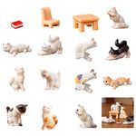 Rolin Roly 15Pcs Miniature Cat Figurines Resin Landscape Decoration Mini Animals Miniature Figurines Fairy Garden Accessories for Desk Micro Landscape Plant Pots Bonsai Craft Décor