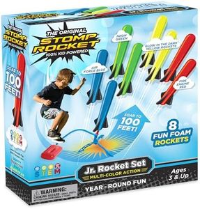 Stomp Rocket Jr Multi-Color Rocket Launcher for Kids, 8 Rockets - Fun Outdoor Kids Gifts for Boys & Girls - STEM Toy Foam Blaster Set Soars Up to 100 Feet - Ages 3 & Up