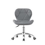 Jamiah Modern Desk Chairs Comfortable Study Chair Swivel Home Chair Height Adjustable PU Leather Desk Chair with Lift Chrome Legs for Home Bedrooms (Grey)