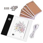 Fesjoy Flip Book Kit with Mini Light Pad LED Lightbox Design Tablet with Hole 300 Sheets Flipbook Drawing Paper Binding Screws Track Animation Sketch Cartoon Making Sheet Kit