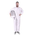 Flexzion Beekeeper Suit - Full Body Sting Proof Bee Suit with Ventilated Veil Hood - Protective Bee Suits for Men Women Outfit - Beginner & Professional Bee Keepers, L White