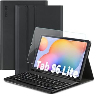 EasyAcc Funda Teclado para Tableta Samsung Galaxy Tab S6 Lite 10,4 Pulgadas 2024/2022/2020 SM-P610N P615N con Protector de Pantalla, Español Ñ Tecladocon Inalámbrico Magnético, Negro