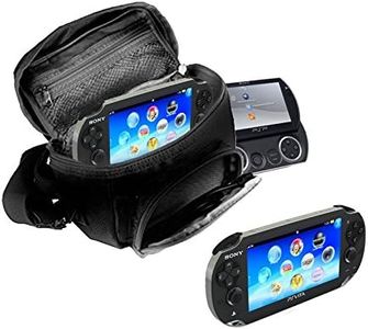 Orzly® - Funda para Sony PSP (GO/VITA/1000/2000/3000) - Funda para Consola, Juegos y Accessarios Bolso Incluye: Correa para el Hombro Ajustable + Llevan la Manija + Fijación a un Cinturón - Negro
